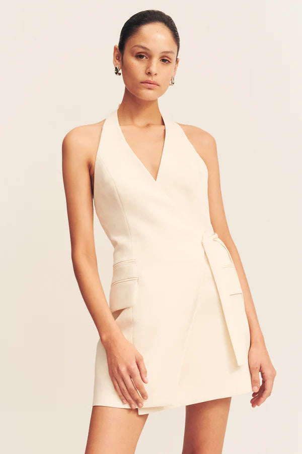 SHONA JOY - IRENA TAILORED WRAP MINI DRESS - RICE