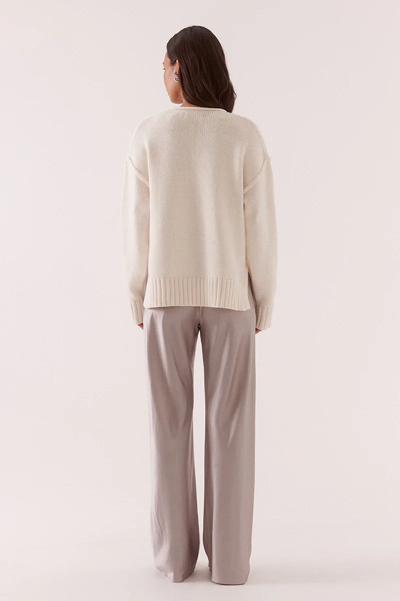 SOVERE - LANE PLUNGE SWEATER - CREAM