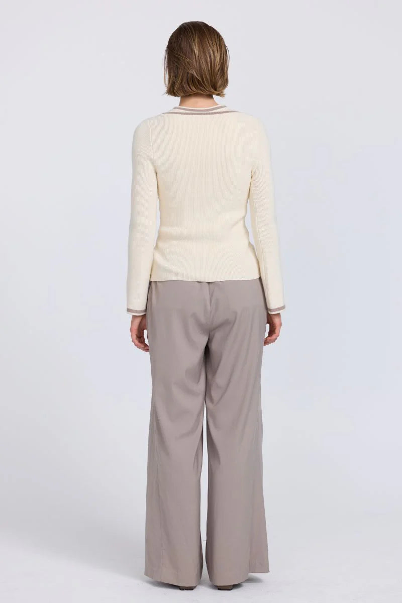 SOVERE - AIMEE COMBO CONTRAST CARDI - CREAM