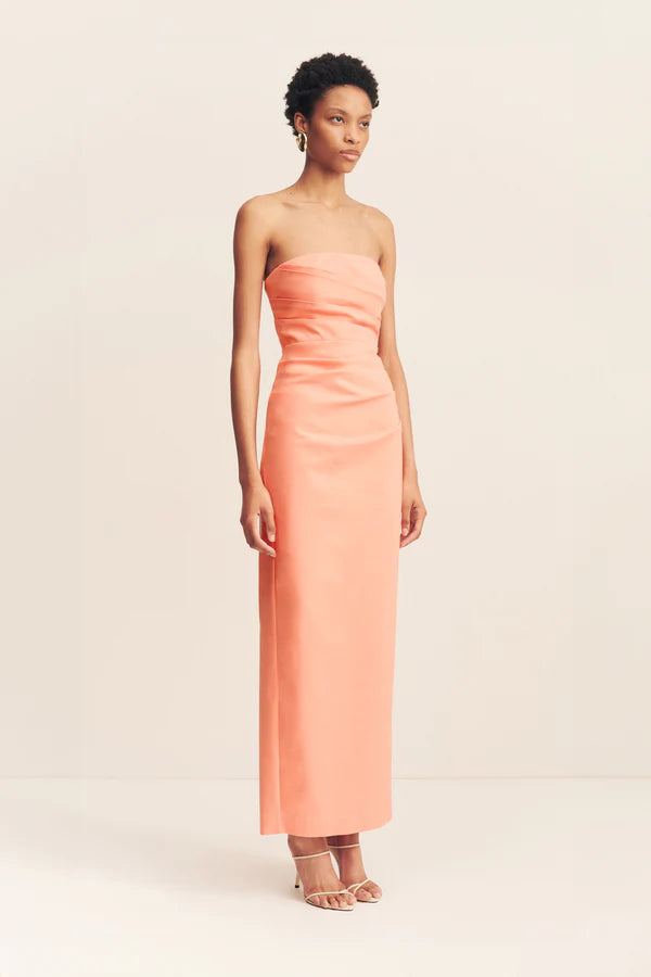 SHONA JOY - LANI STRAPLESS DRAPED MAXI DRESS - PEACH