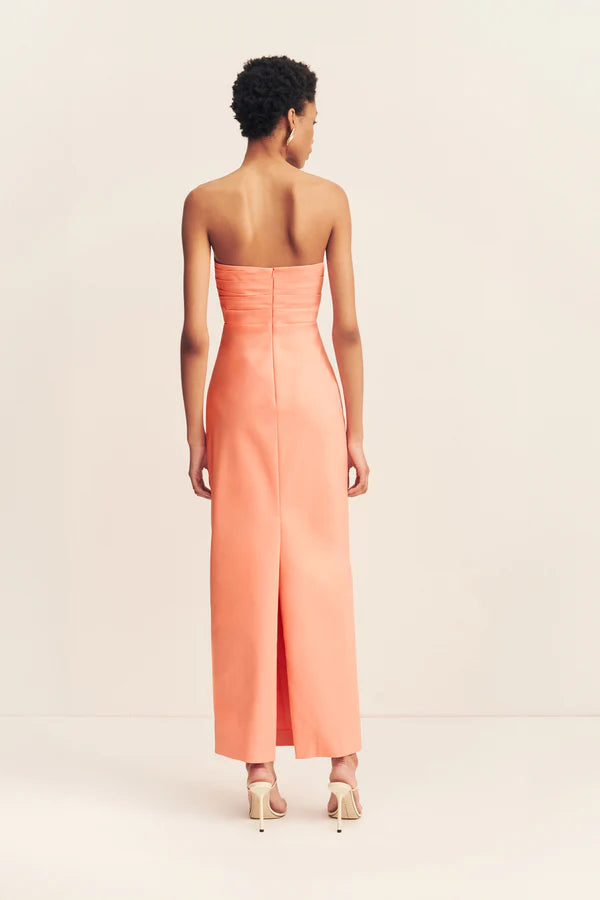 SHONA JOY - LANI STRAPLESS DRAPED MAXI DRESS - PEACH