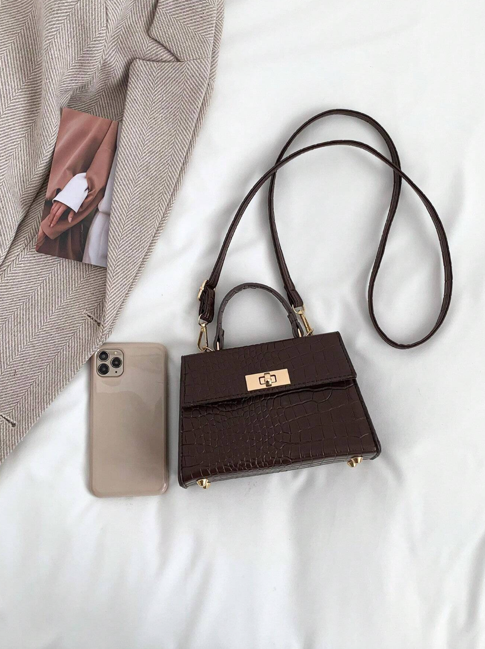 SIENNA HANDLE BAG - BROWN