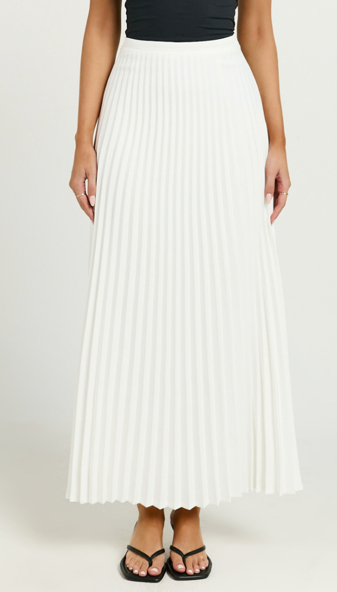 OLIVIA PLEATED SKIRT - WHITE