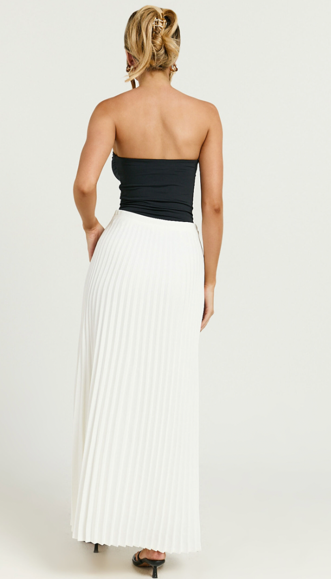 OLIVIA PLEATED SKIRT - WHITE