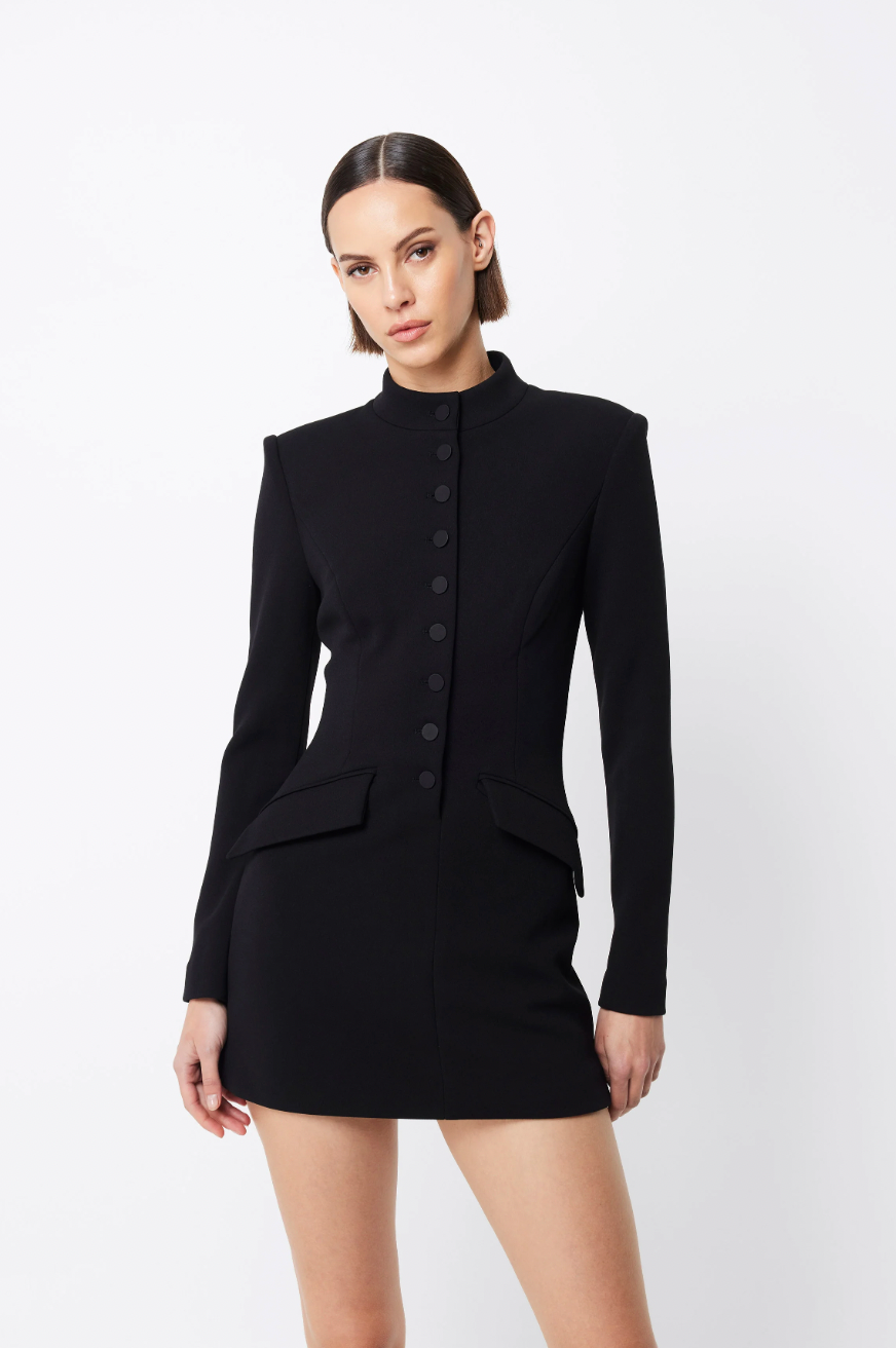 MOSSMAN - NETWORK MINI DRESS - BLACK