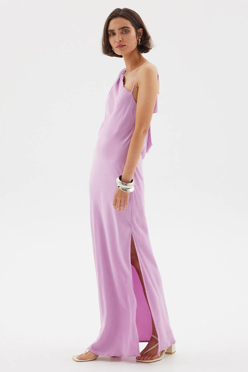SOVERE - ISLA ASYMMETRIC SLIP DRESS - MUSK