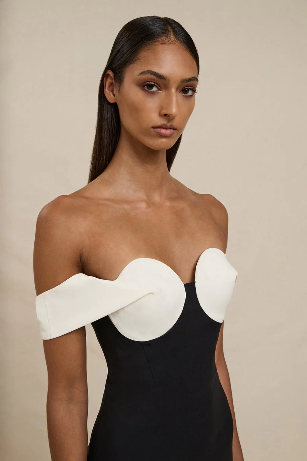 BY JOHNNY - CLEO MIDI DRESS - BLACK WHITE