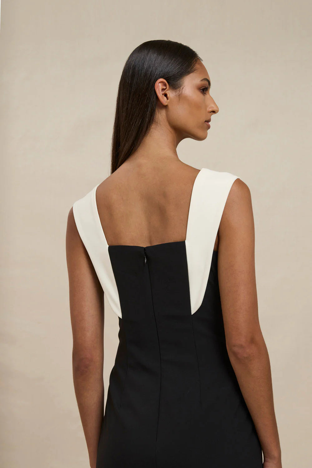 BY JOHNNY - CLEO MIDI DRESS - BLACK WHITE