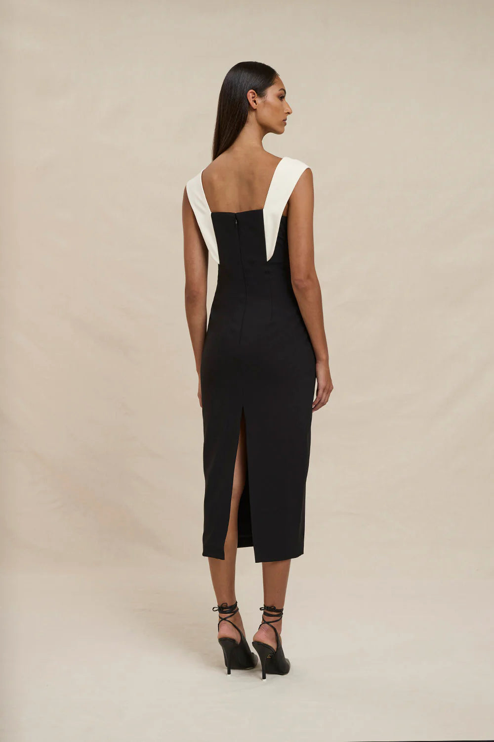 BY JOHNNY - CLEO MIDI DRESS - BLACK WHITE