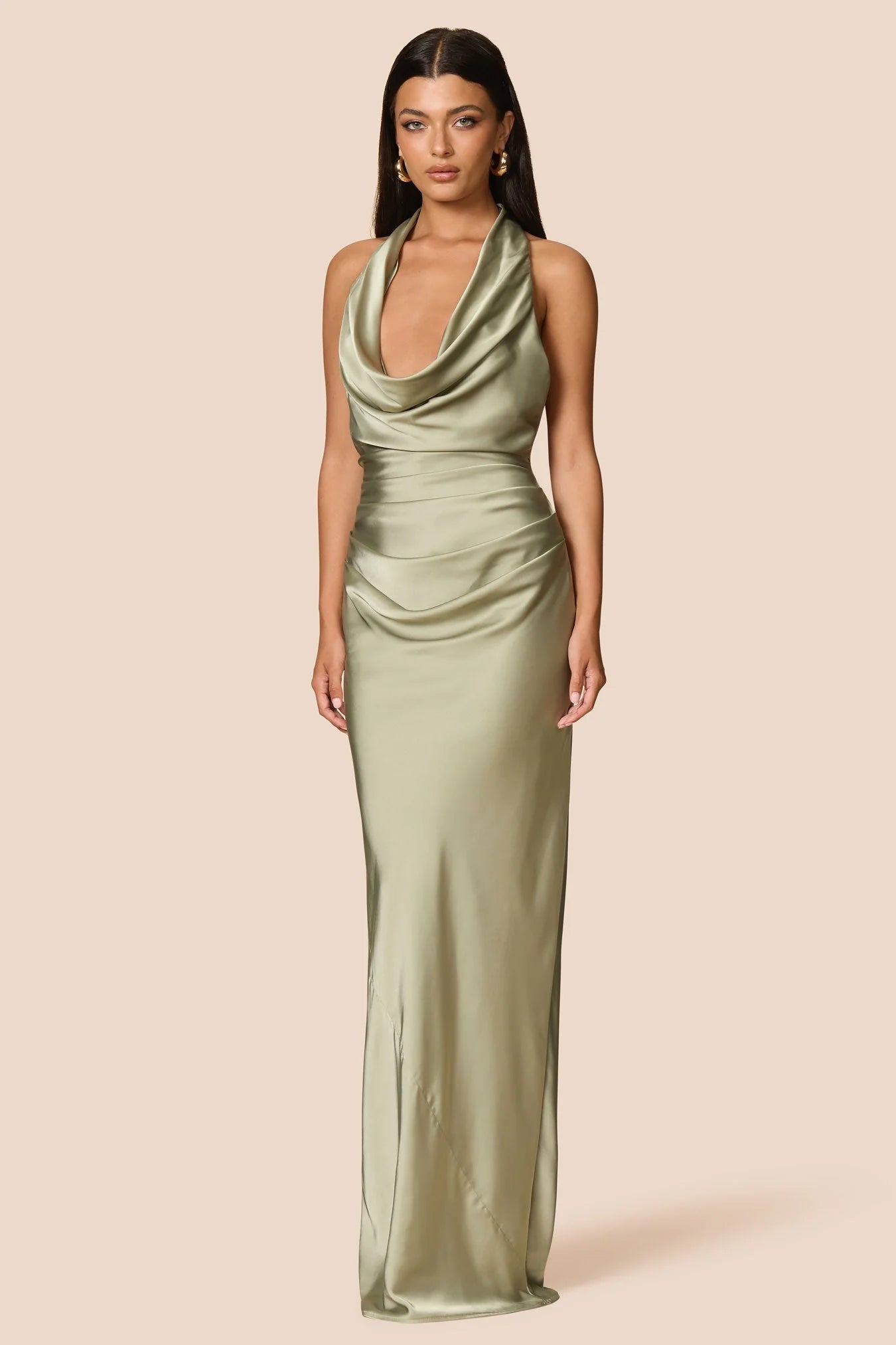 NOOKIE - PENELOPE DRAPE GOWN - KHAKI
