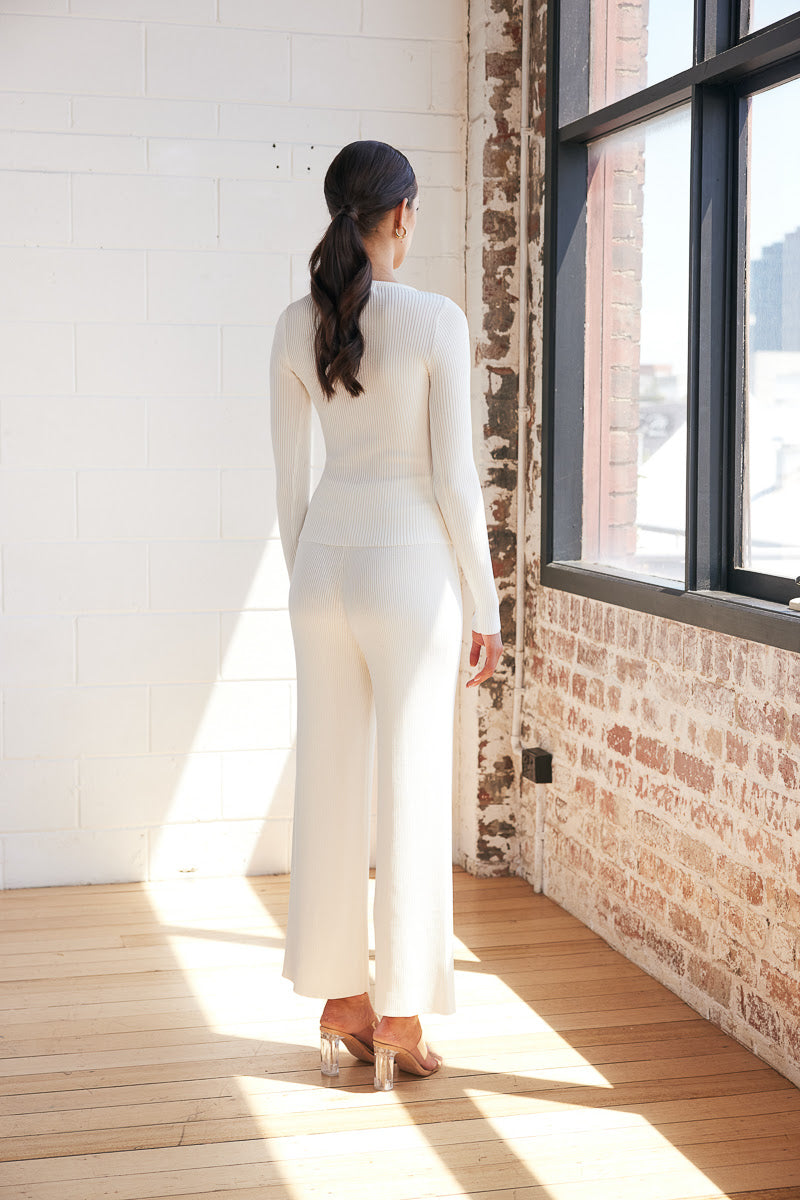 BELLA LOUNGE KNIT SET - WHITE