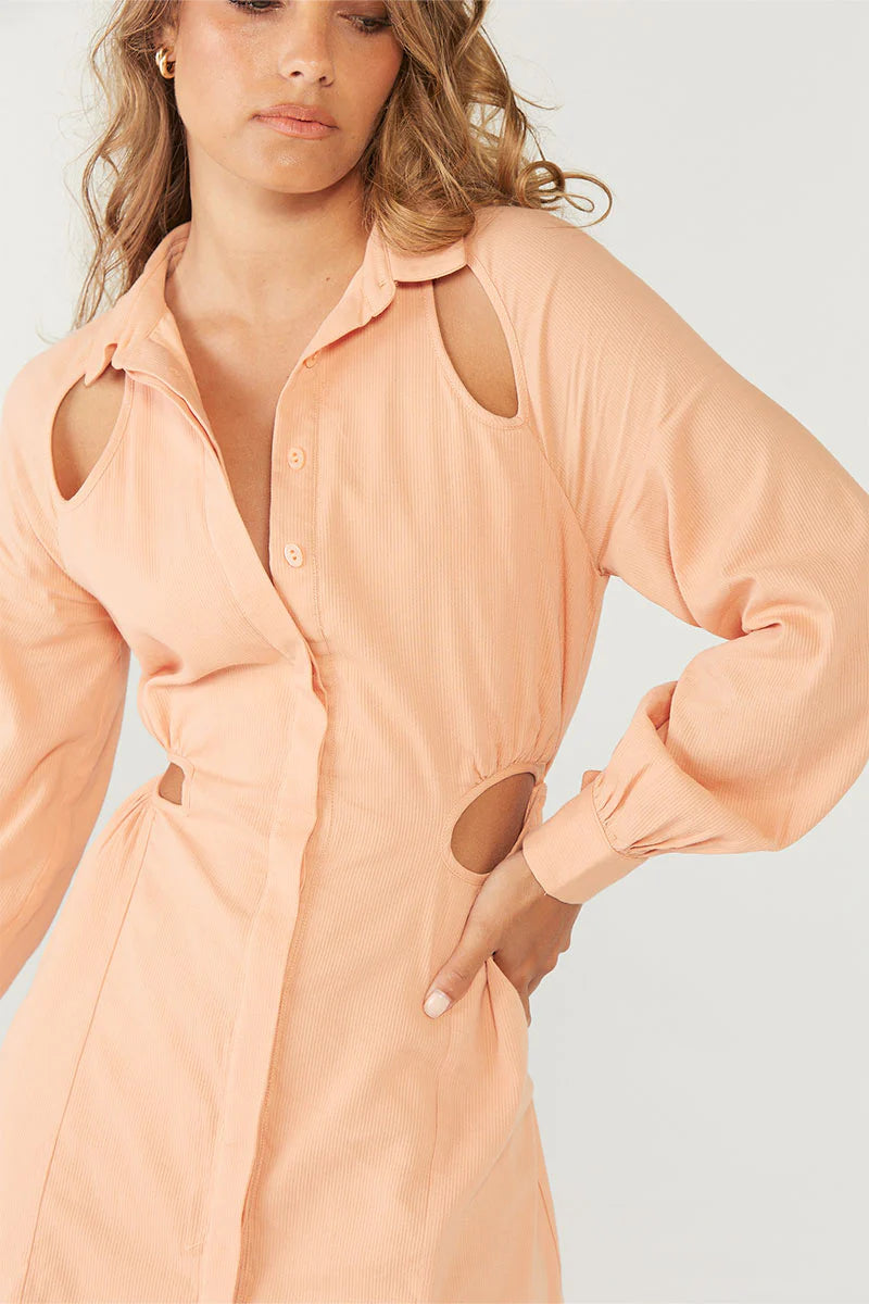 SOVERE - GLIMPSE MINI SHIRT DRESS - APRICOT