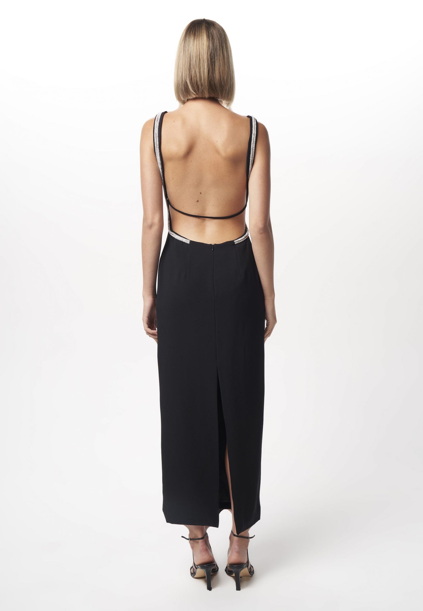 NICOLA FINETTI - LONG DIAMOND BACKLESS DRESS (BLACK)