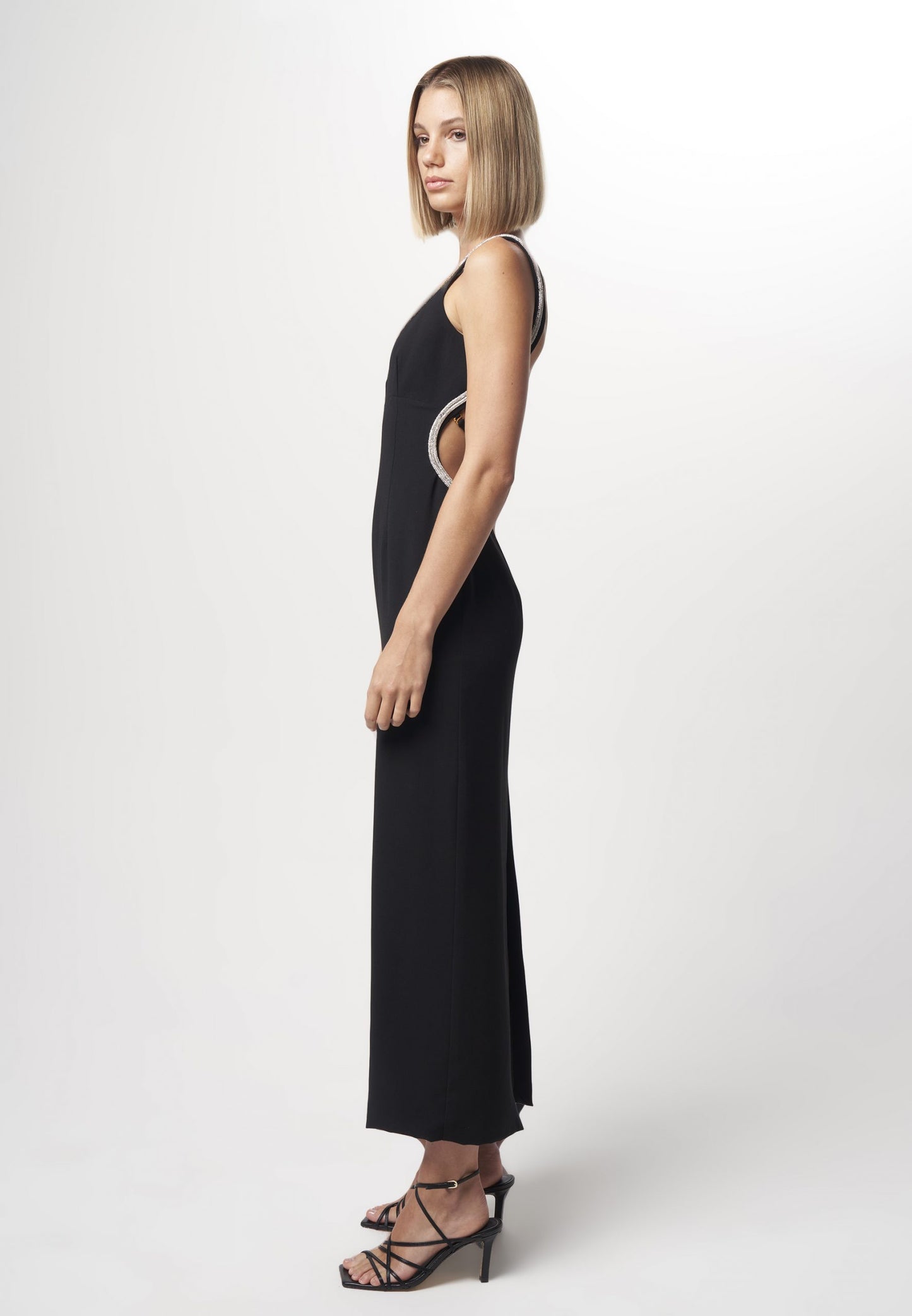 NICOLA FINETTI - LONG DIAMOND BACKLESS DRESS (BLACK)