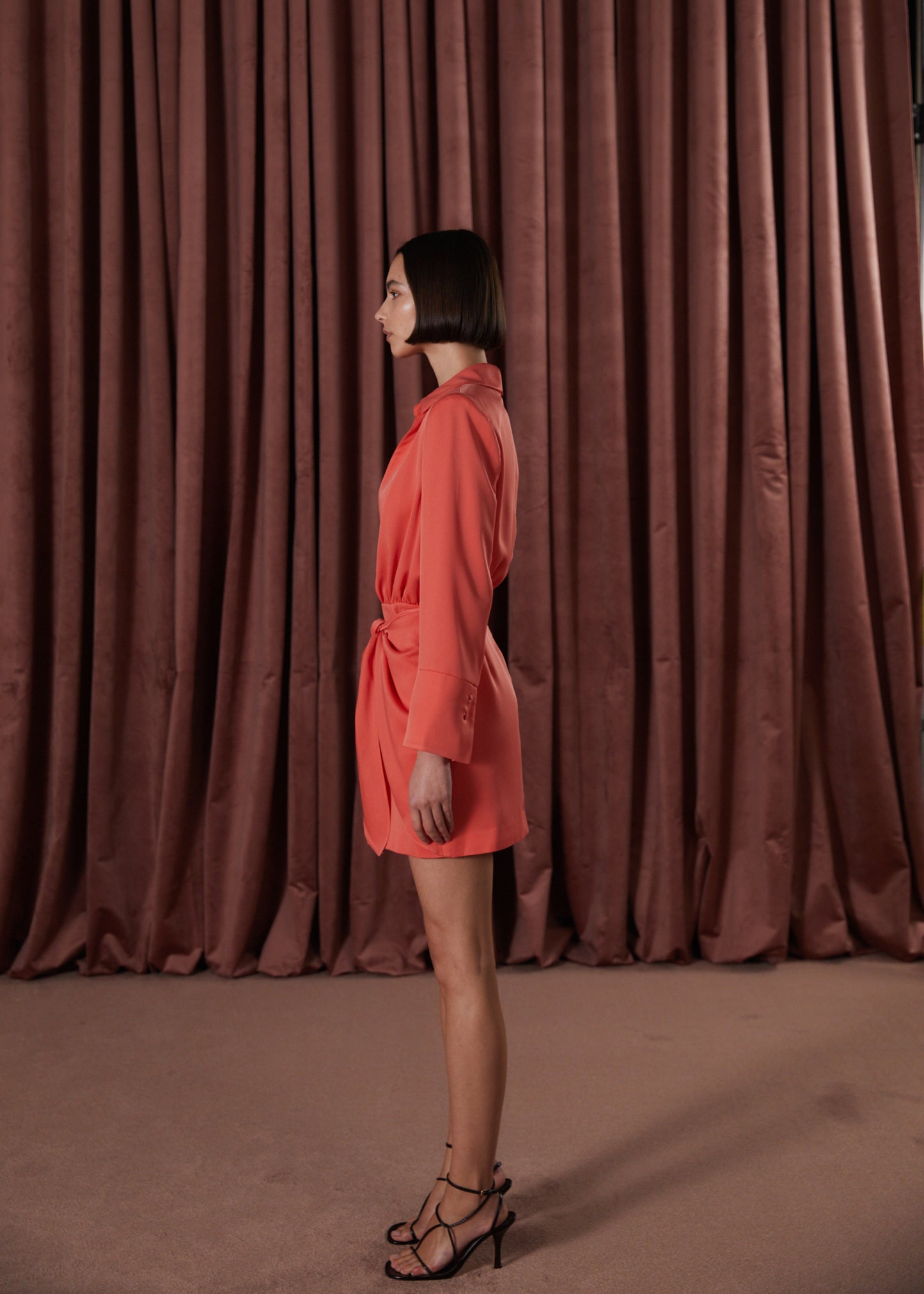 MISHA COLLECTION - REIDUN SATIN MINI DRESS - CORAL