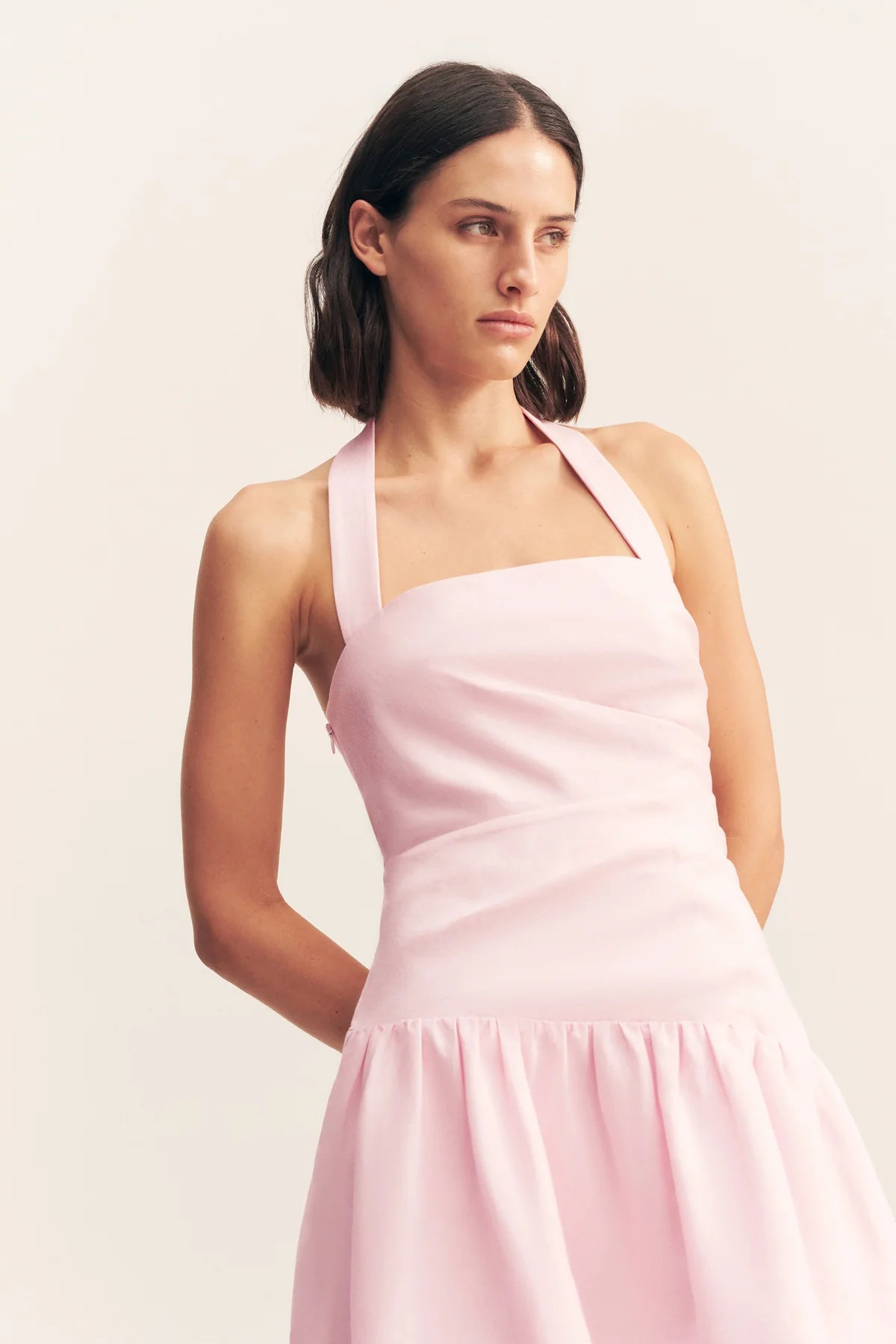 SHONA JOY - GIGI HALTER DRAPED MINI DRESS - SAKURA