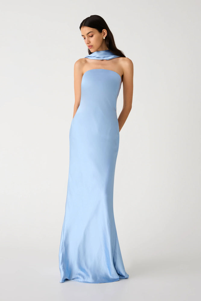 MISHA COLLECTION - LILIA SATIN MAXI DRESS - BLUE