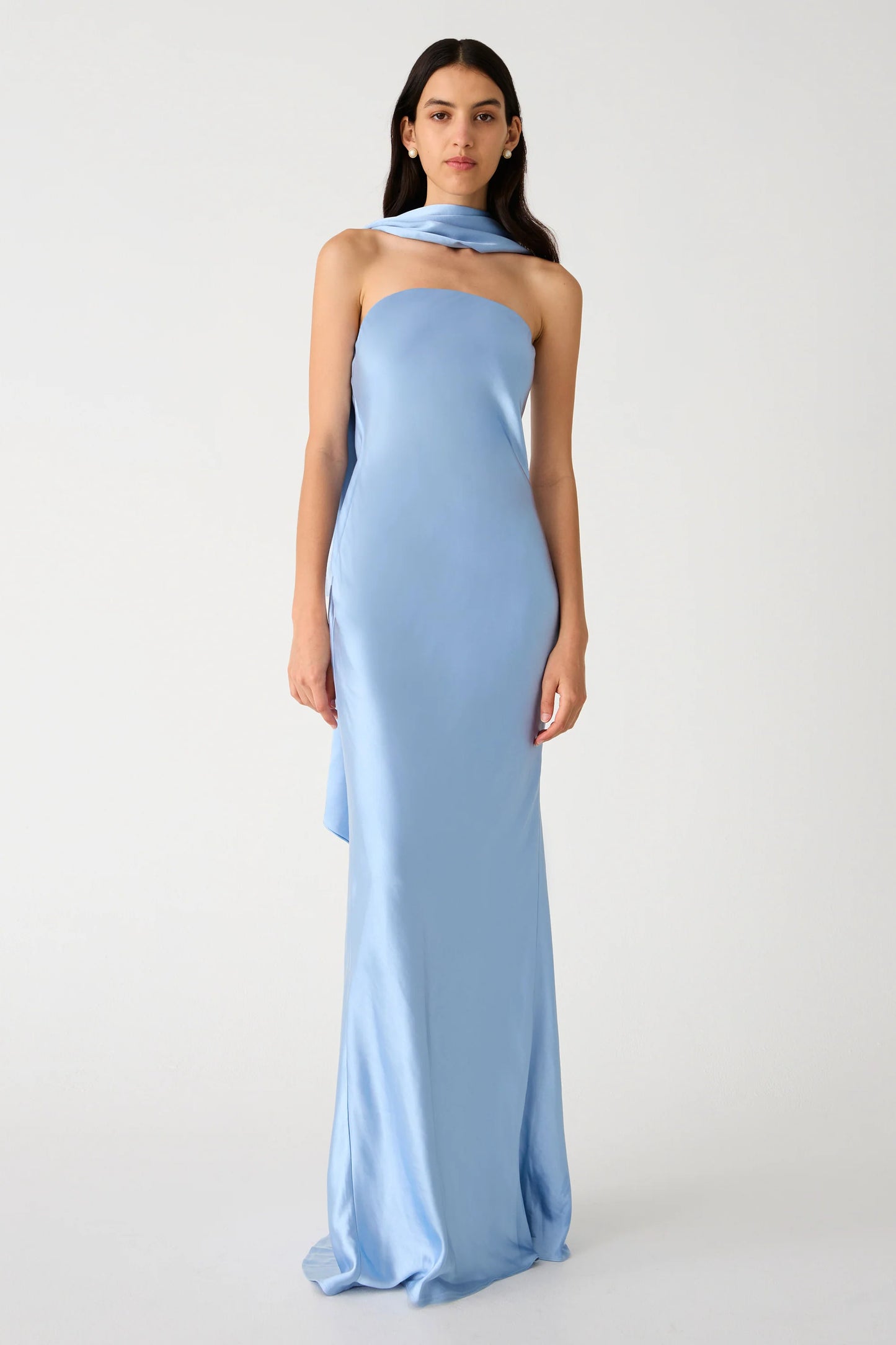 MISHA COLLECTION - LILIA SATIN MAXI DRESS - BLUE