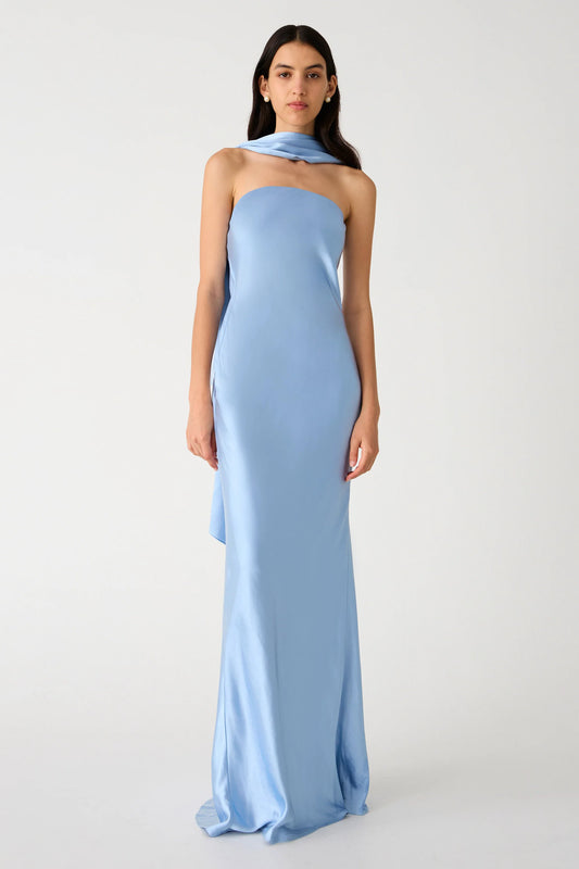 MISHA COLLECTION - LILIA SATIN MAXI DRESS - BLUE