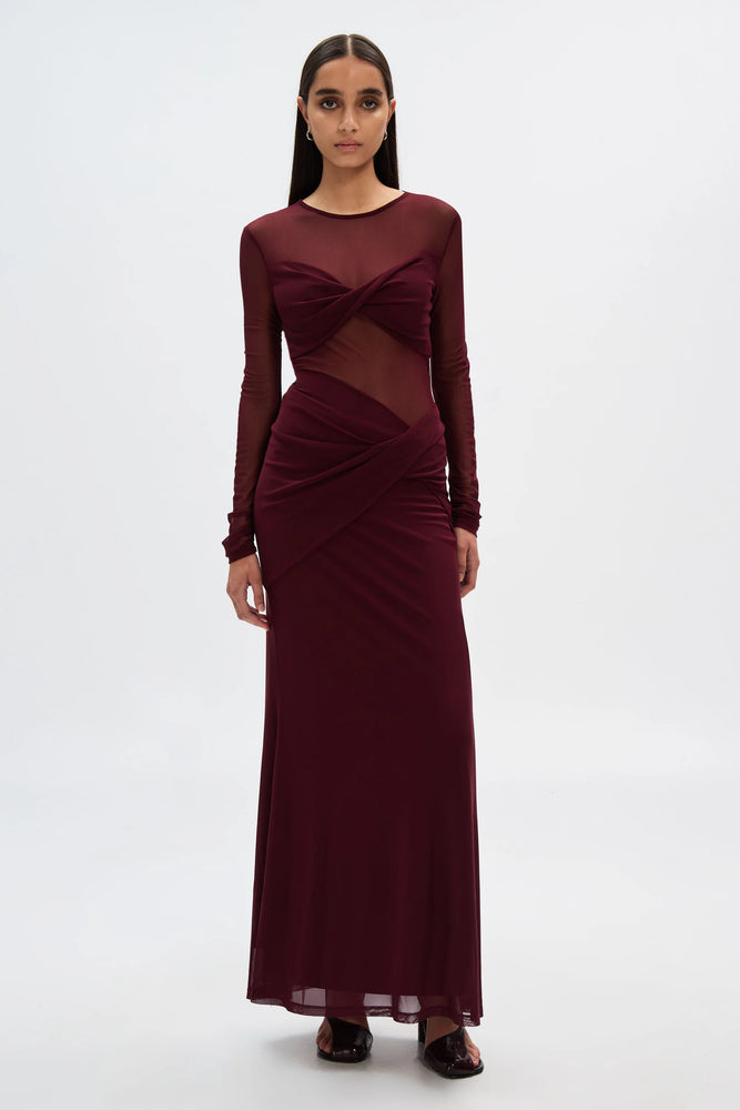 MISHA - THE ABELIA MESH DRESS - BERRY