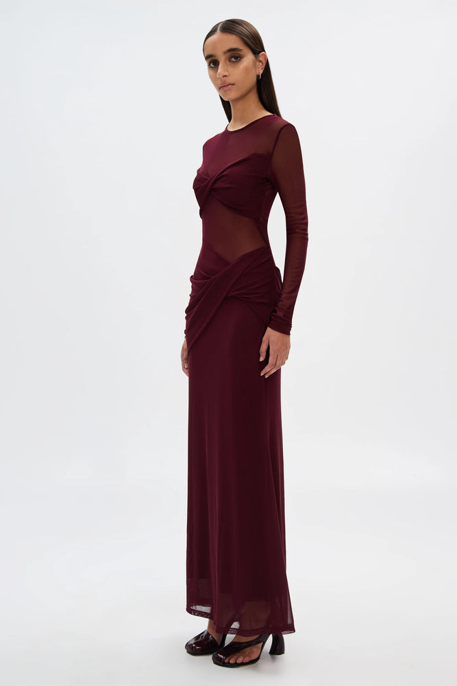 MISHA - THE ABELIA MESH DRESS - BERRY