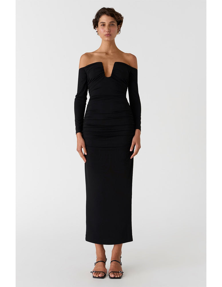 MISHA - RAELYNN MATTE SLINKY MIDI DRESS