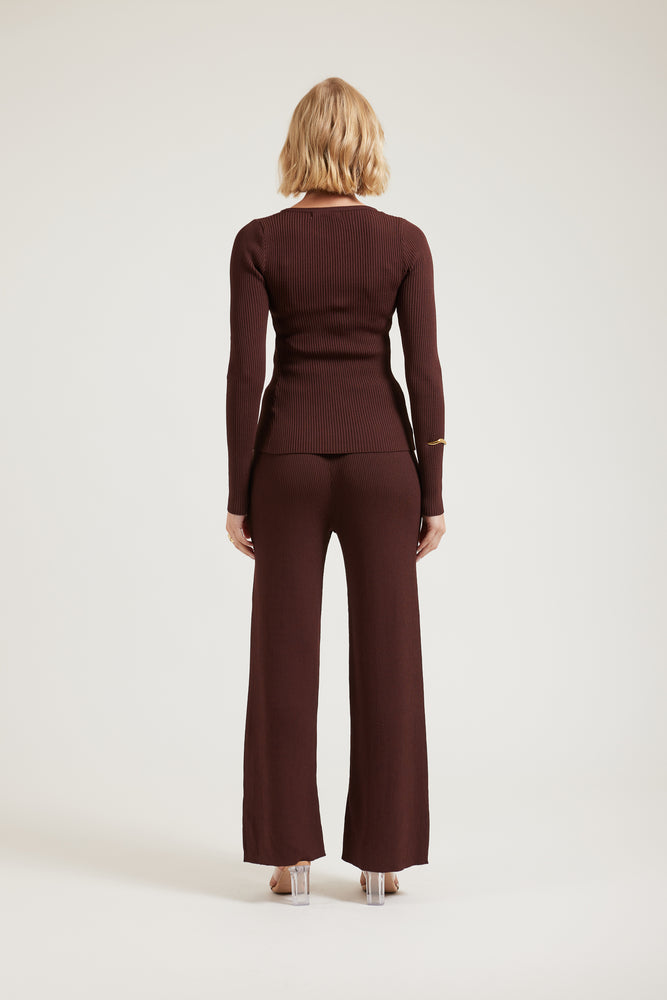 BELLA LOUNGE KNIT SET - CHOCOLATE