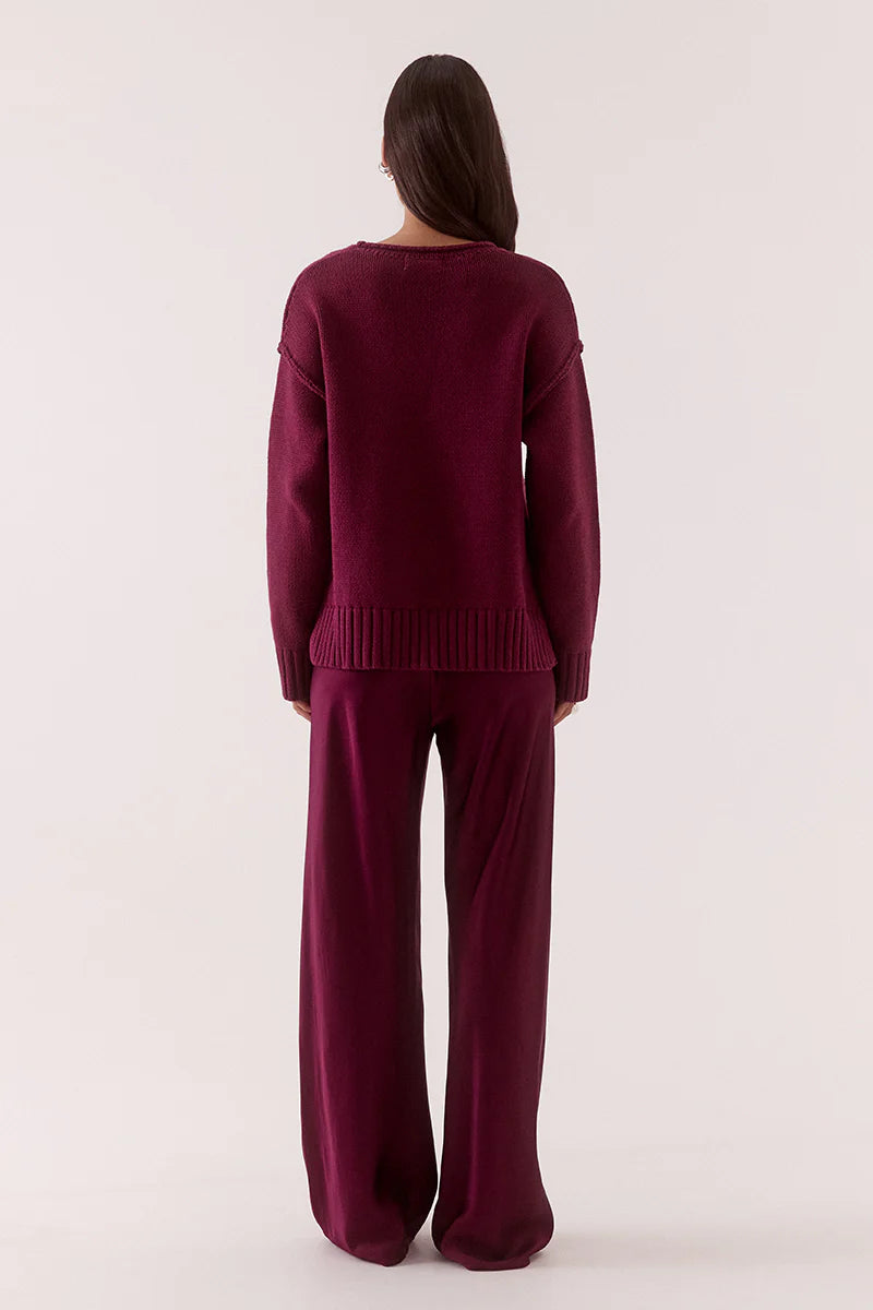 SOVERE - LANE PLUNGE SWEATER - BLACKBERRY