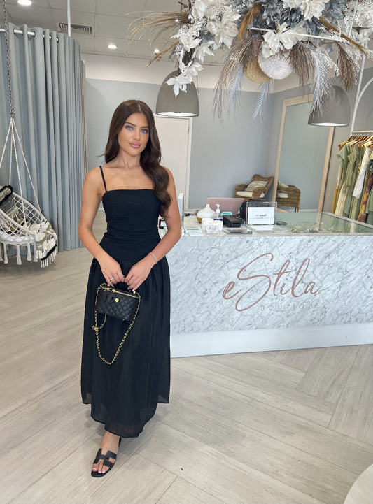 MARCY MIDI DRESS - BLACK