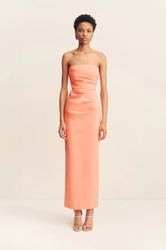 SHONA JOY - LANI STRAPLESS DRAPED MAXI DRESS - PEACH