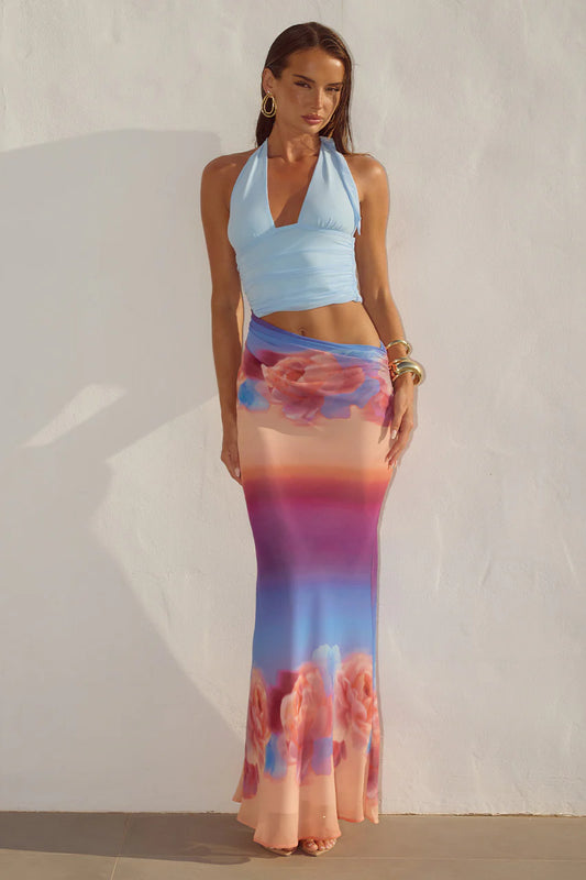 ALEXIS HALTER CUT OUT MAXI DRESS - NADIA PINK OMBRE