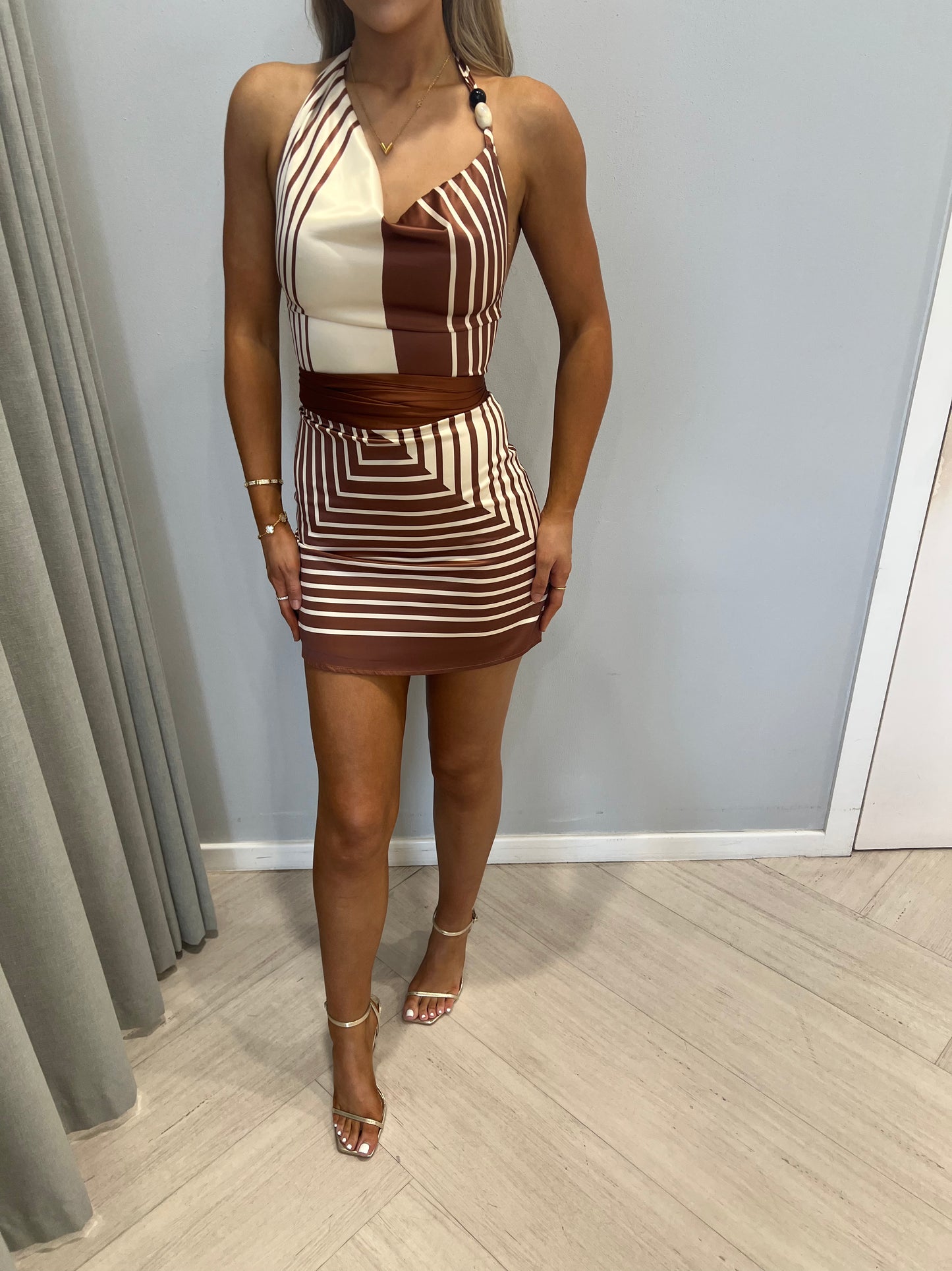 OYSTER SATIN MINI DRESS