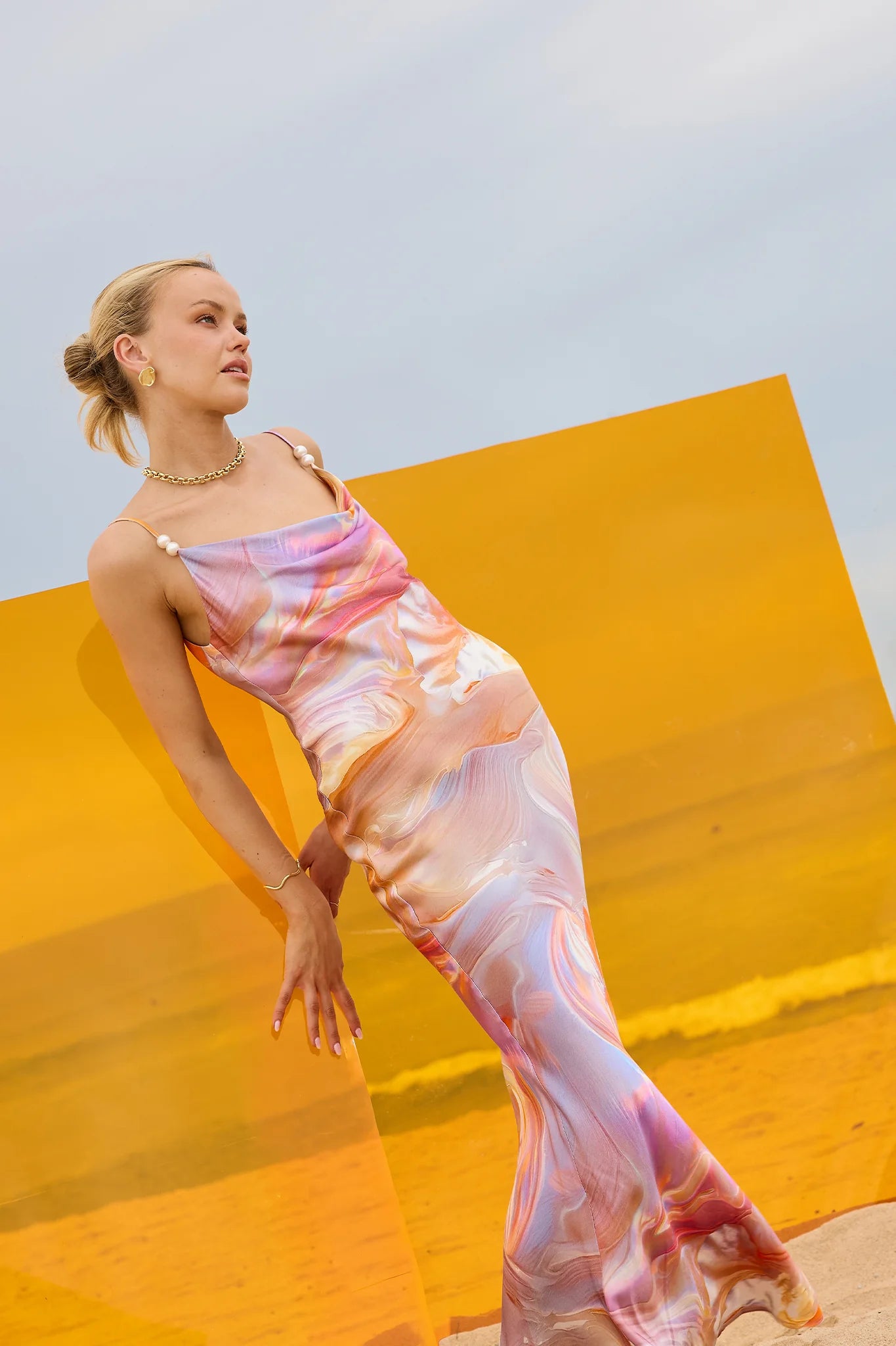 PASDUCHAS - HALO COWL MAXI - PRINTED SATIN