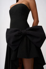 BY JOHNNY - PALOMA BOW STRAPLESS GOWN- BLACK