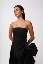 BY JOHNNY - PALOMA BOW STRAPLESS GOWN- BLACK