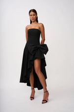 BY JOHNNY - PALOMA BOW STRAPLESS GOWN- BLACK