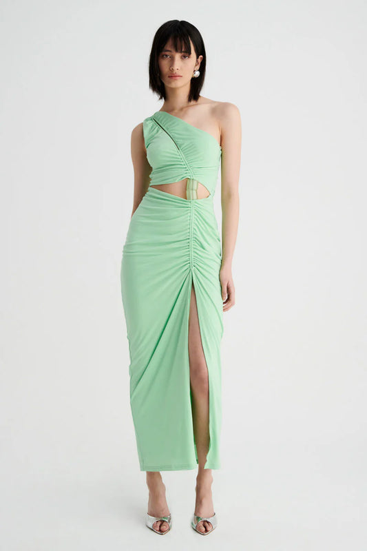 SUBOO - THETA ROUCHED MIDI DRESS - APPLE