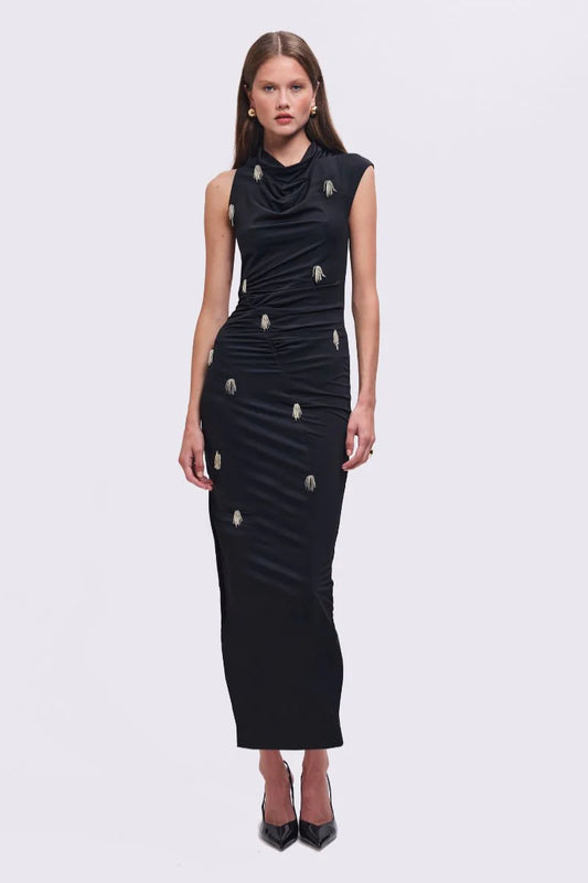 SUBOO - PHEOBE ASYMMETRICAL COW-NECK MAXI DRESS