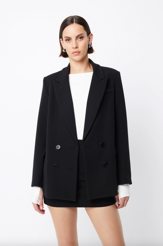MOSSMAN - BOSTON DOUBLE BREASTED BLAZER - BLACK