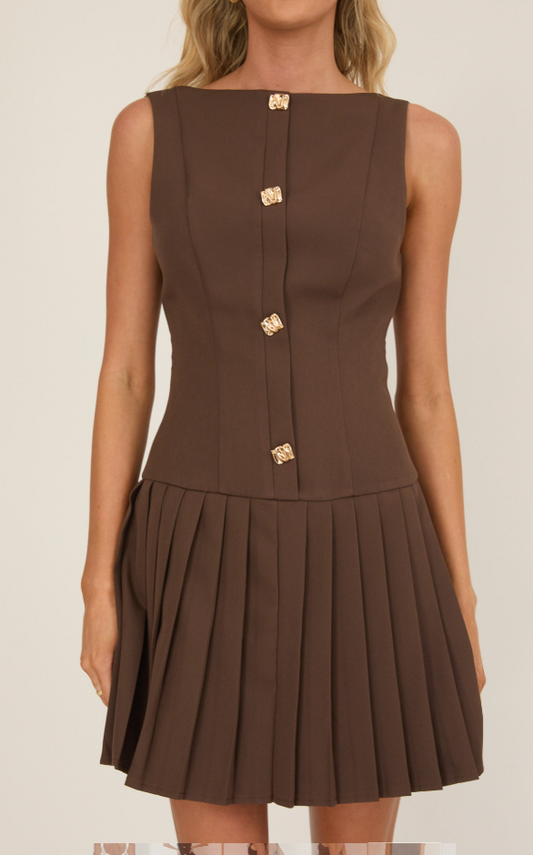 FIONA MINI DRESS - CHOCOLATE