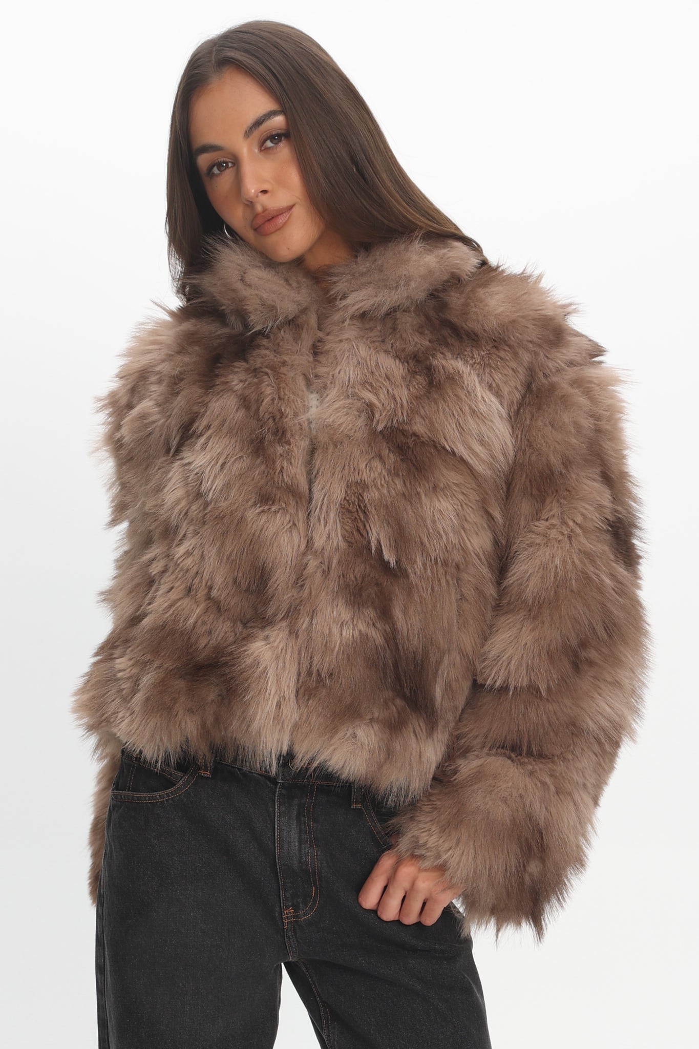 FRANKI FUR COAT - MOCHA MIX
