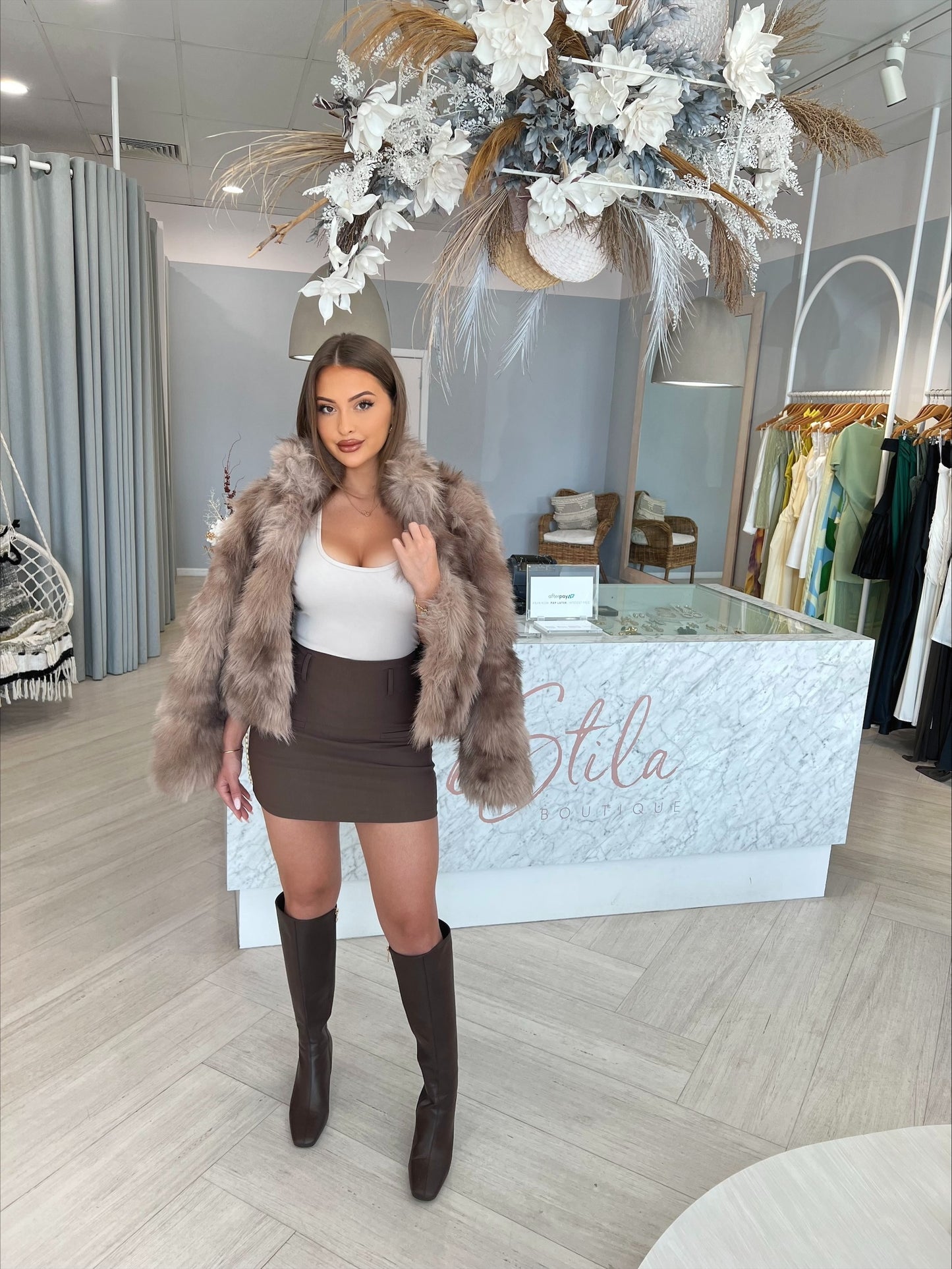 FRANKI FUR COAT - MOCHA MIX