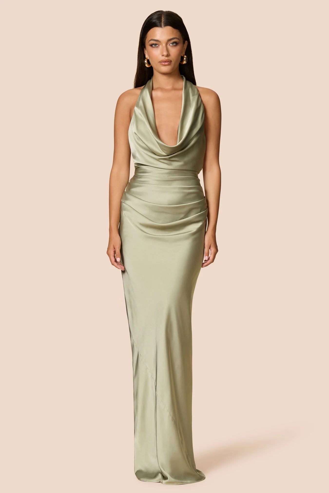 NOOKIE - PENELOPE DRAPE GOWN - KHAKI