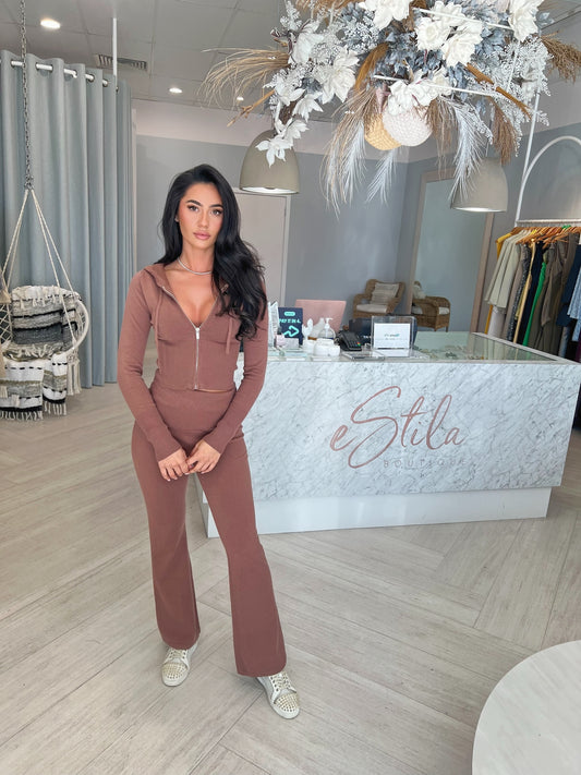 PORTIA KNIT SET - CHOCOLATE