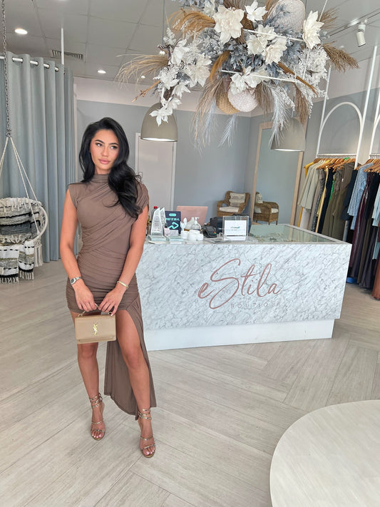 MIENA MINI DRESS - KHAKI