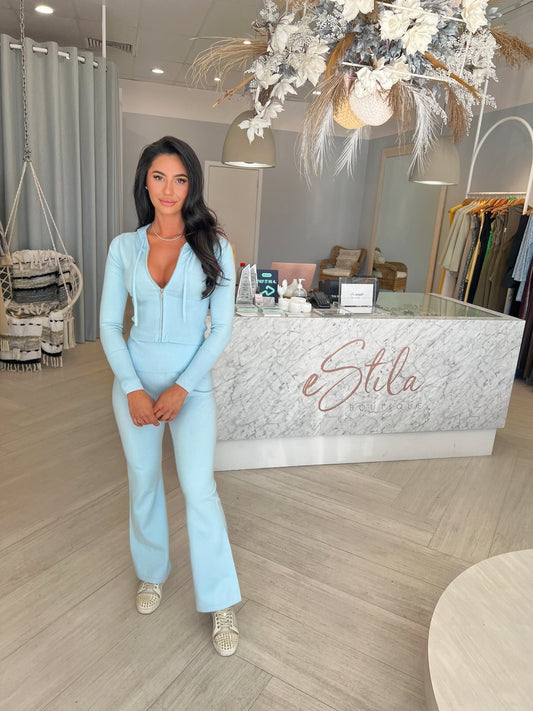 PORTIA KNIT SET - BABY BLUE