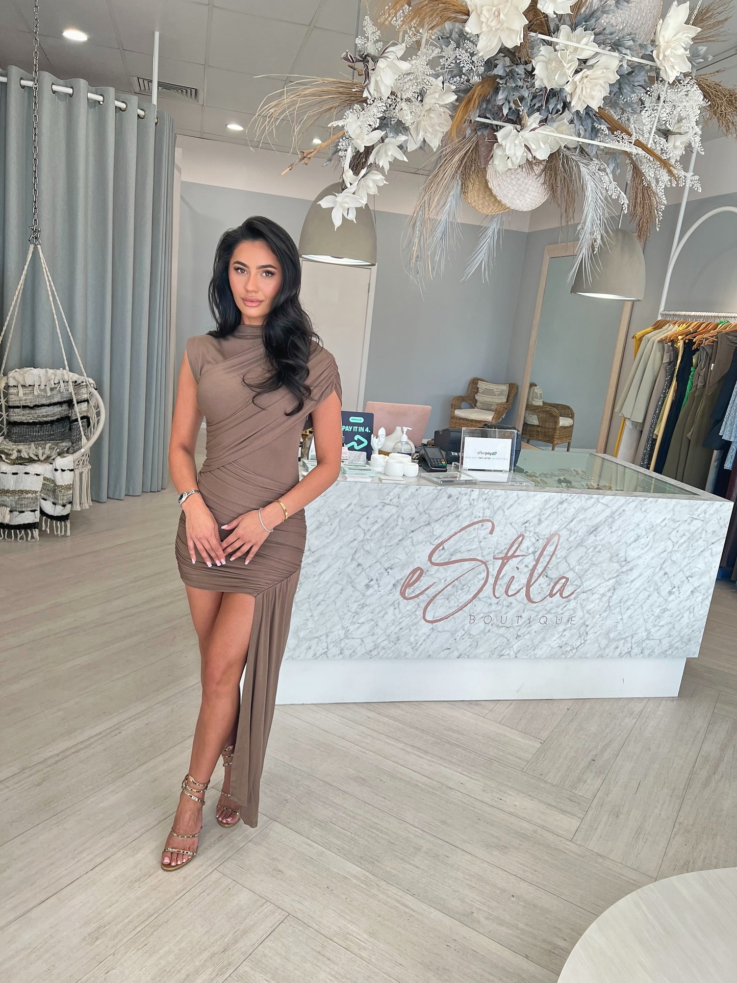 MIENA MINI DRESS - KHAKI