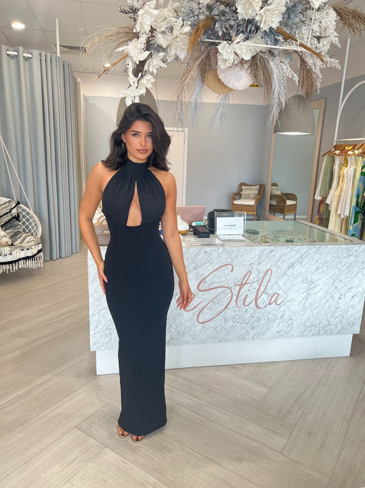 NOOKIE - MARTINI HALTER GOWN - BLACK