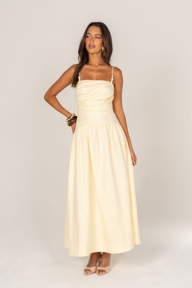 JENNA LINEN MAXI - LEMON