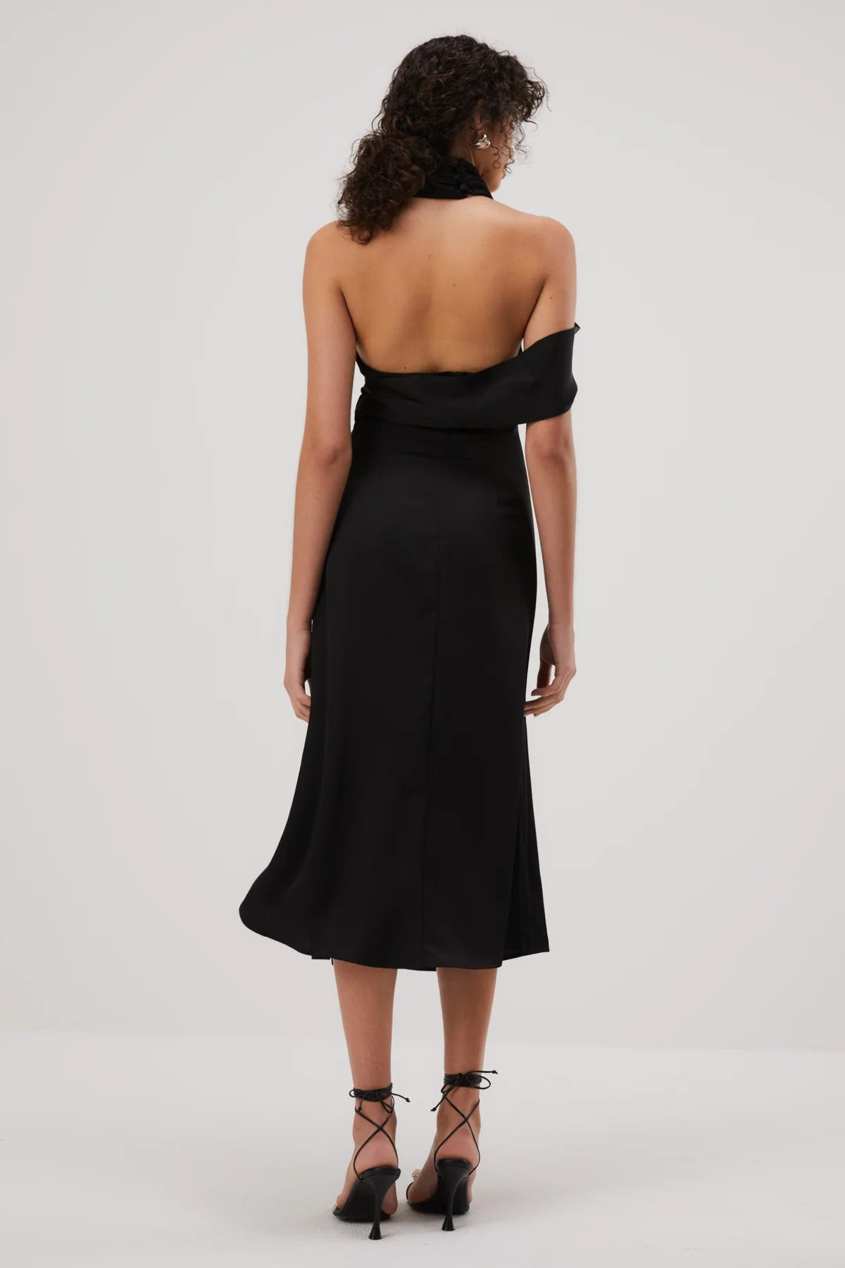 MISHA COLLECTION - DELLA SATIN MIDI DRESS - BLACK